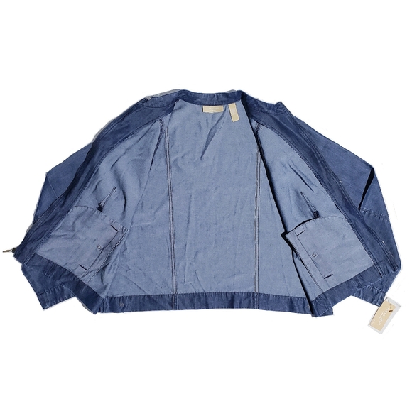 Kate Hill Womens Patong Beach Plus Size Full Zip Tencel Jacket Denim Blue 2X NWT - Picture 4 of 7